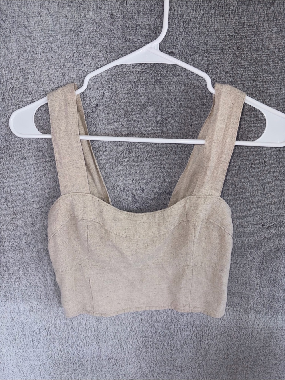 Abercrombie & Fitch Beige Linen-Blend Crop Top size small